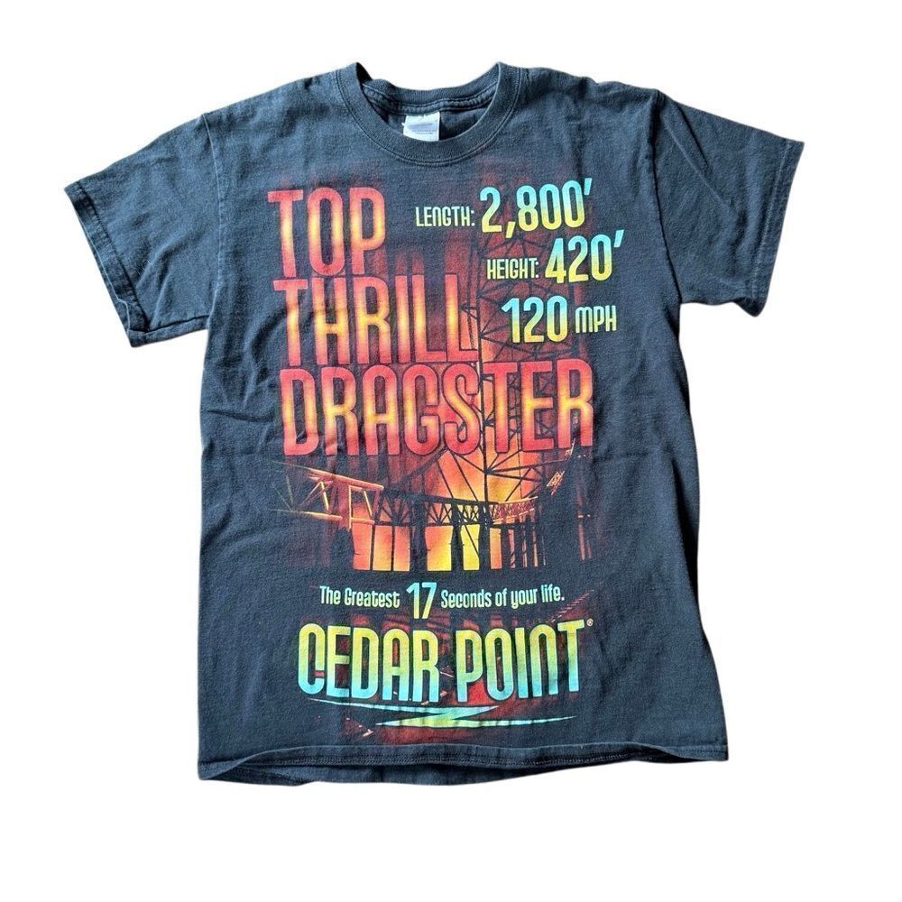 Cedar Point Top Thrill Dragster Tee Shirt Small Black Roller Coaster